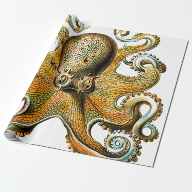 Cool Vintage Octopus Wrapping Paper (Unrolled)
