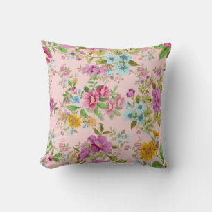 Cool Vintage Pastel Floral Pattern Cushion