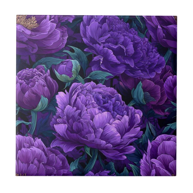 Cool Vintage Purple Peonies Tiles  For Hallway (Front)