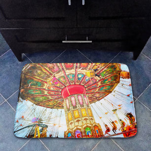 Cool vintage retro carnival swing ride photo bold bath mat