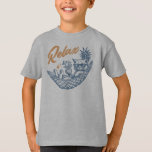 Cool Vintage Retro Cat Relaxing Hammock Cocktail T-Shirt<br><div class="desc">Vintage retro cool cat relaxing in a hammock with a tropical cocktail and pineapple boy's T-shirt.</div>