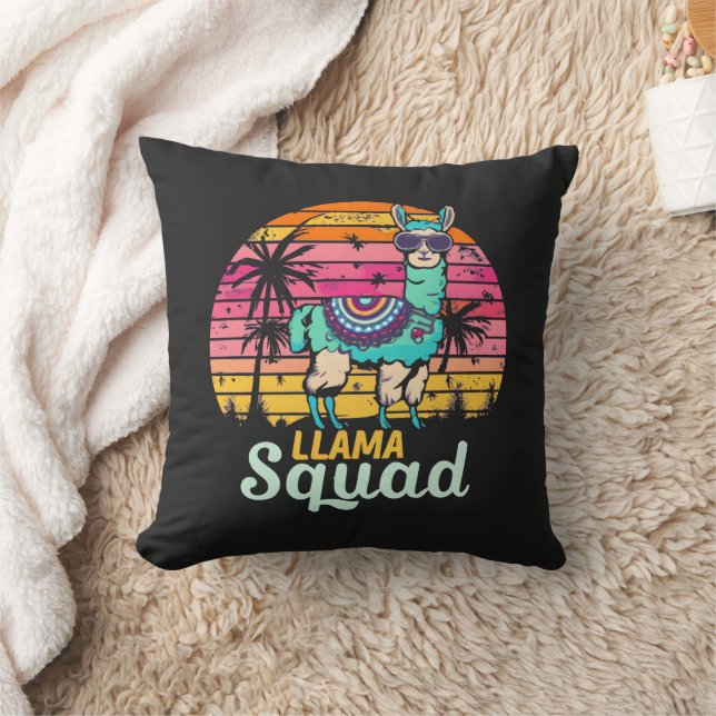 Cool Vintage Retro Llama Squad Cushion (Blanket)