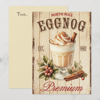 Cool vintage rustic North pole Eggnog Est 1982 Holiday Card