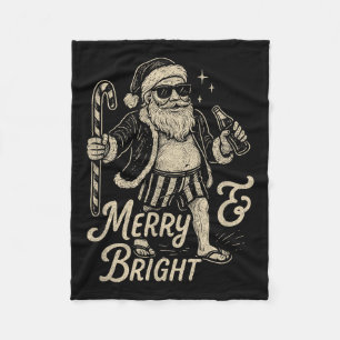 Cool Vintage Santa Clause Party Design  Fleece Blanket