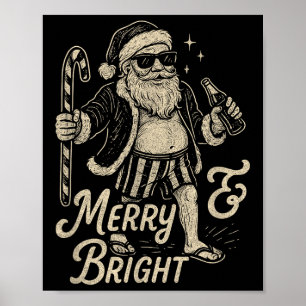 Cool Vintage Santa Clause Party Design  Poster
