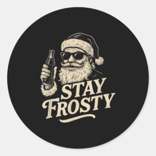 Cool Vintage Santa Clause Stay Frosty Design  Classic Round Sticker
