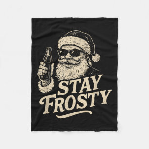 Cool Vintage Santa Clause Stay Frosty Design  Fleece Blanket