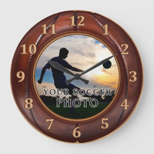 Cool Vintage Soccer Clock with Your PHOTO