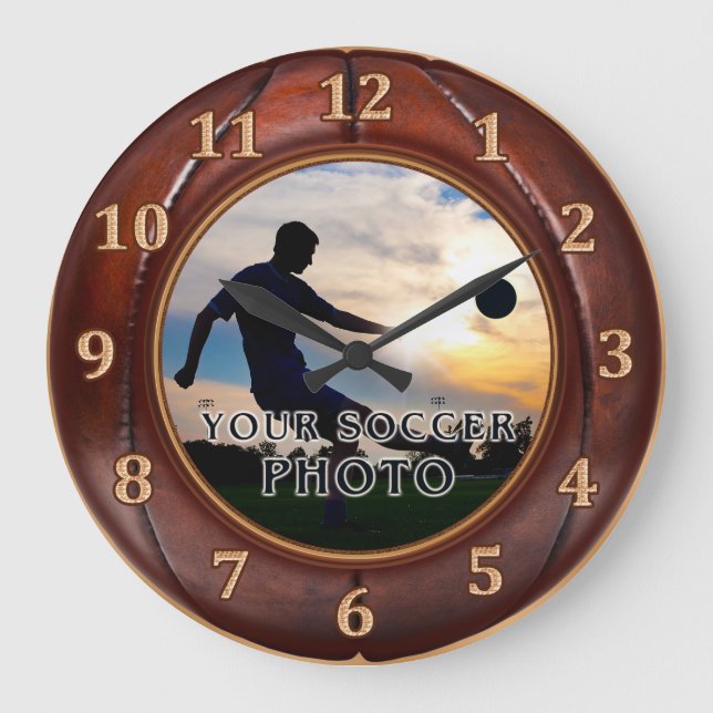 Cool Vintage Soccer Clock with Your PHOTO (Front)