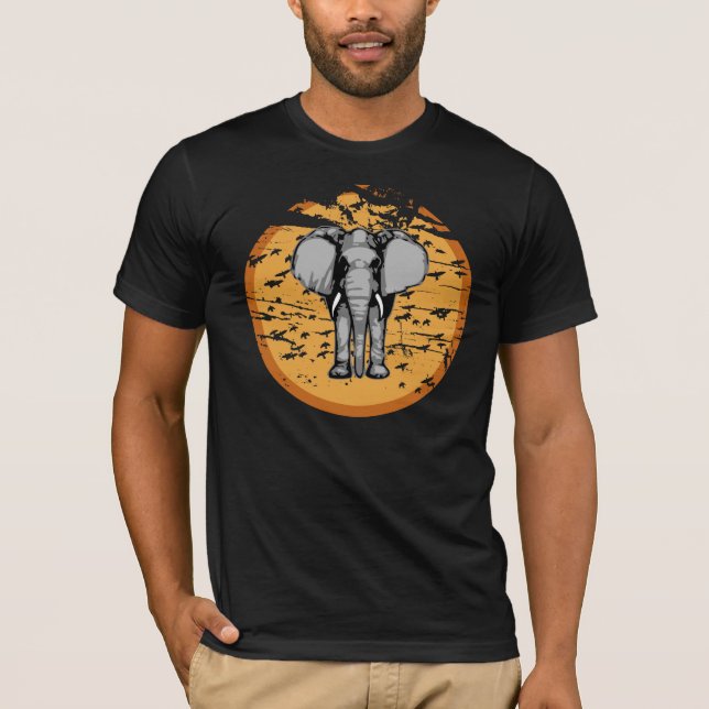 Cool Vintage Sun and Elephant T-Shirt (Front)