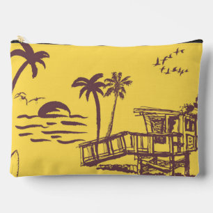 Cool Vintage Yellow Tropical Beach Sketch Accessory Pouch