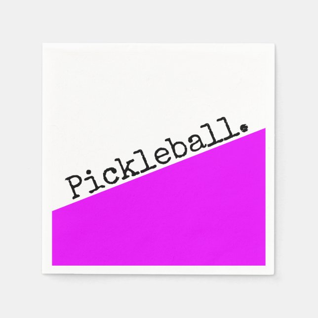 Cool Vivid Pink Diagonal Wedge Pickleball Text Napkin (Front)