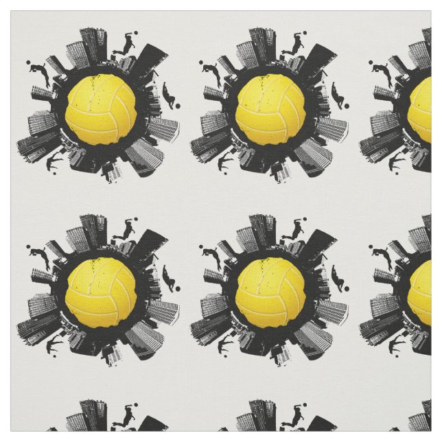 Cool Volleyball World (Yellow Ball) Fabric (Swatch)