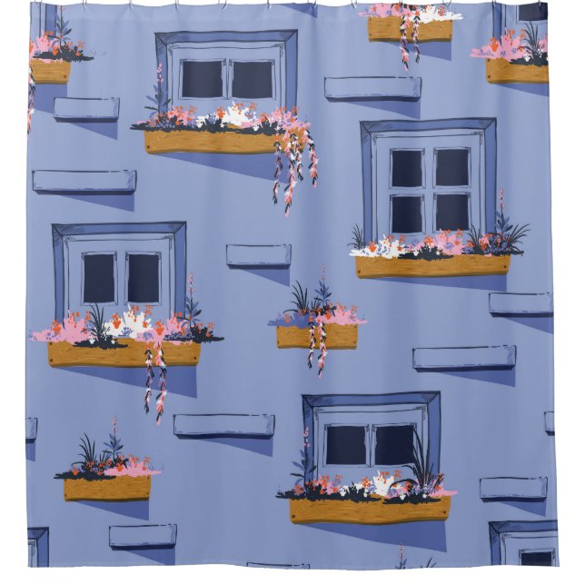 Cool Wall Windows Summer Pattern Shower Curtain (Front)