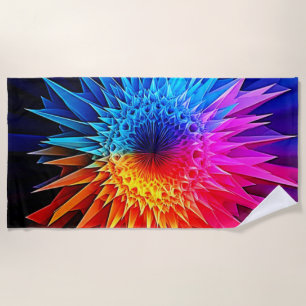 Cool Warm Spikey Starburst Art Beach Towel