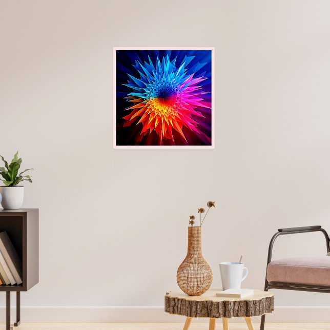 Cool Warm Spikey Starburst Art Poster (Living Room 3)