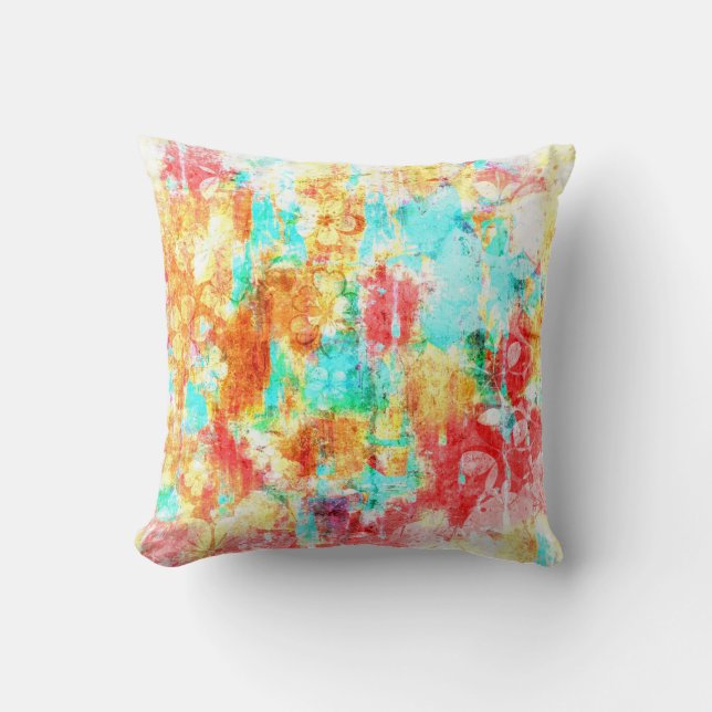 Cool warm spring abstract painting cushion (Front)