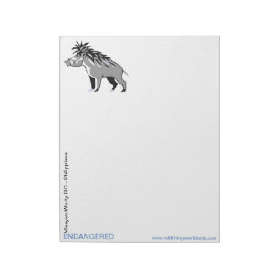 Cool Warty PIG -Endangered animal- Warthog- Nature Notepad