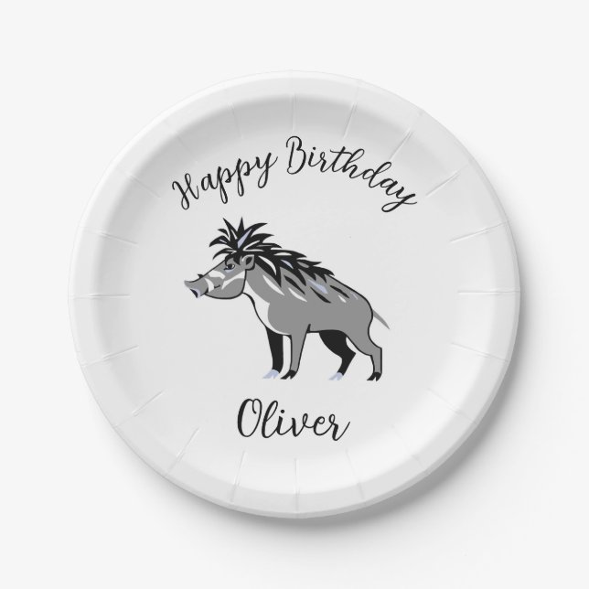 Cool WARTY PIG -Warthog - Wild animals - Paper Plate (Front)