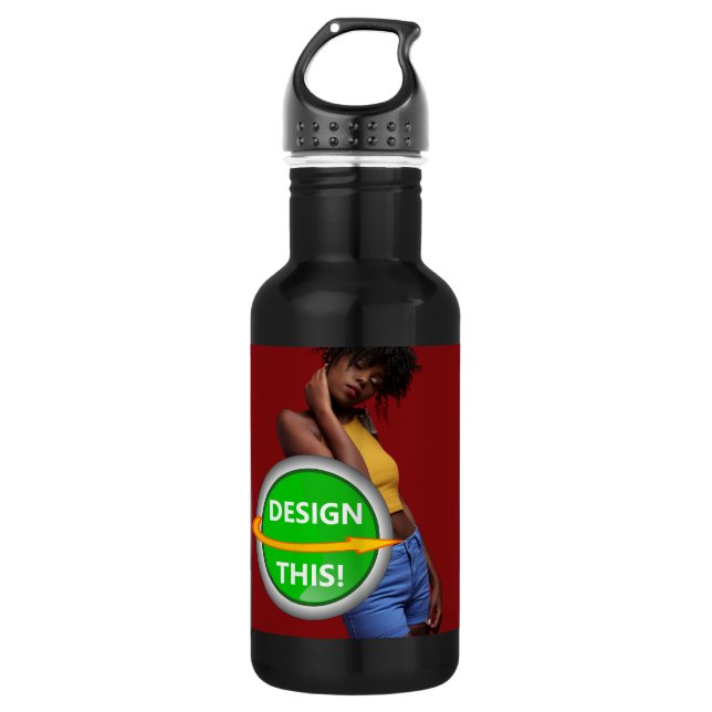 COOL! Water Bottle (18 oz) Black - Custom (Front)