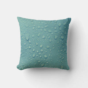 Cool Water Droplets on a Blue Background Cushion