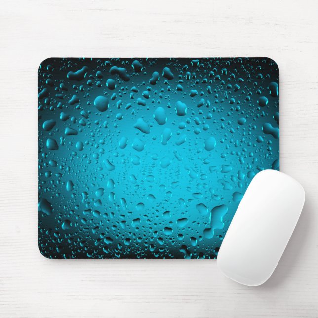 Cool water drops blue mouse pad (With Mouse)