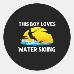 Cool water skiing for boys girls ski sports skiers classic round sticker