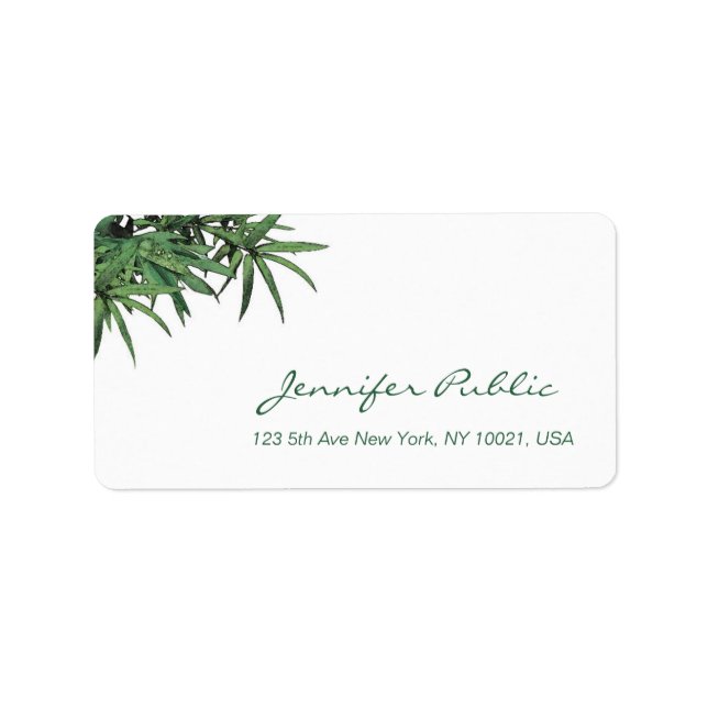 Cool Watercolor Bamboo Leaves Template Script Text Label (Front)