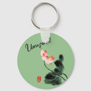 Cool Watercolor Floral Lotus Freehand Drawing Keyc Key Ring