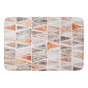 Cool Watercolor Pastel Terracotta Tribal Triangles Bath Mat