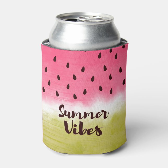Cool watercolor watermelon can cooler (Can Front)
