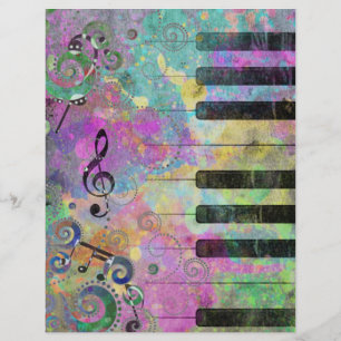 Cool Watercolors Splatters Colorful Piano Flyer