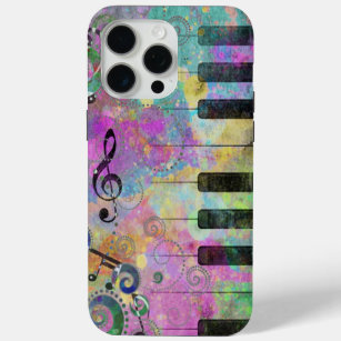 Cool Watercolors Splatters Colourful Piano iPhone 15 Pro Max Case