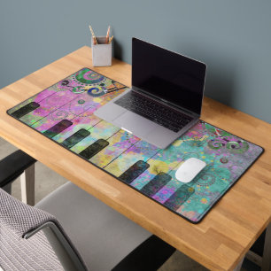 Cool Watercolors Splatters Colourful Piano Desk Mat