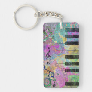 Cool watercolours splatters colourful piano key ring