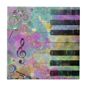 Cool watercolours splatters colourful piano tile