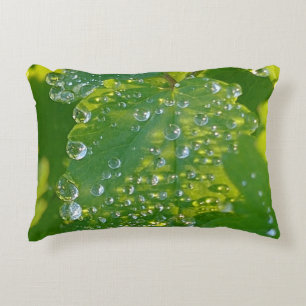 Cool Waterdrops On Green Leaf Decorative Cushion
