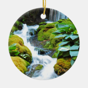 Cool waterfall in green garden ceramic tree decoration