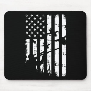 Cool Waterfowl American Vintage Usa Flag Pheasant Mouse Pad
