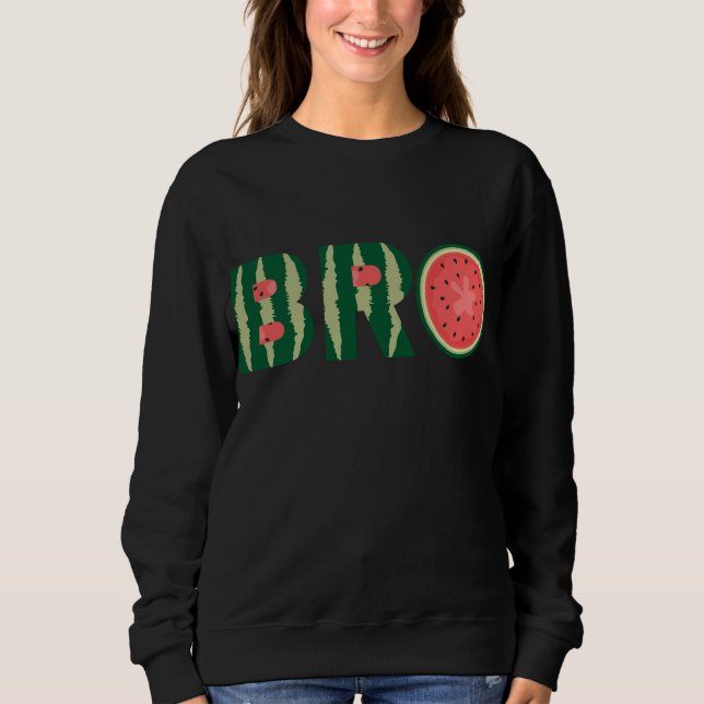 Cool Watermelon Bro Funny Retro Vacation Summer Fr Sweatshirt (Front)
