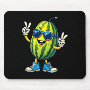 Cool Watermelon Cartoon Summer Fun Peace Sign Char Mouse Pad