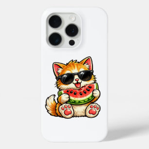 Cool Watermelon Cat iPhone 15 Pro Case
