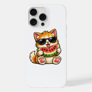 Cool Watermelon Cat iPhone 15 Pro Max Case