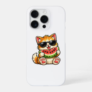 Cool Watermelon Cat iPhone 16 Pro Case