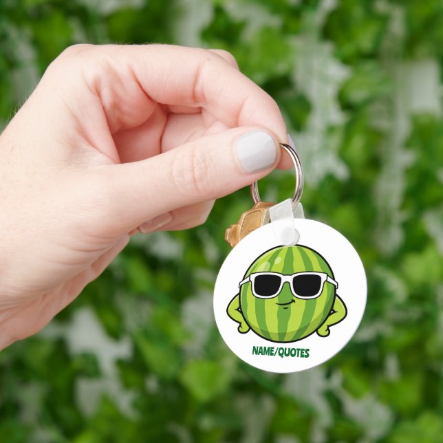 Cool Watermelon Sunglasses Cartoon Graphic Key Ring (Hand)