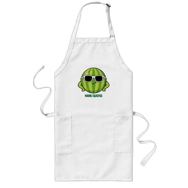 Cool Watermelon Sunglasses Cartoon Graphic Long Apron (Front)