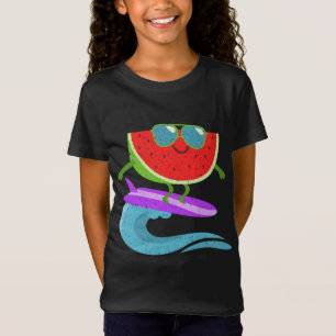 Cool Watermelon Surf Board Funny Summer Fruit Vint T-Shirt