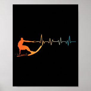 Cool waterski art for men women water ski coach poster