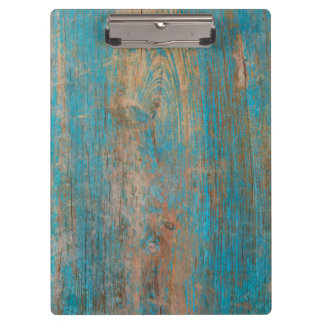 Cool Weathered Blue Peeling Paint Wood Texture Clipboard