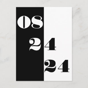 Cool Wedding Date Black and White Save the Date Postcard